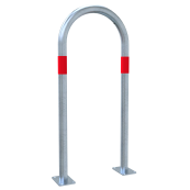 Barrier bracket | as e-charging station protection | to be fixed by plugs, | total width: 460mm, total height: 1000mm | hot-dip galvanized with red reflective strips foil type RA1/A